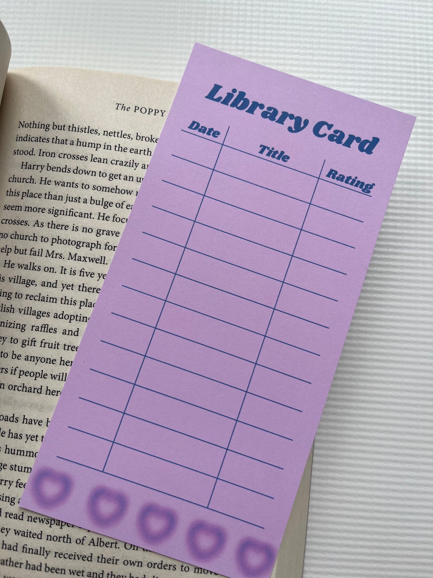 Library card bookmark
