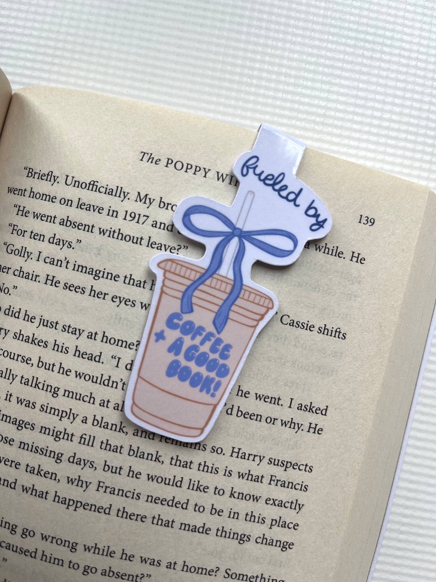 Fueled by coffee and a good book magnetic bookmark