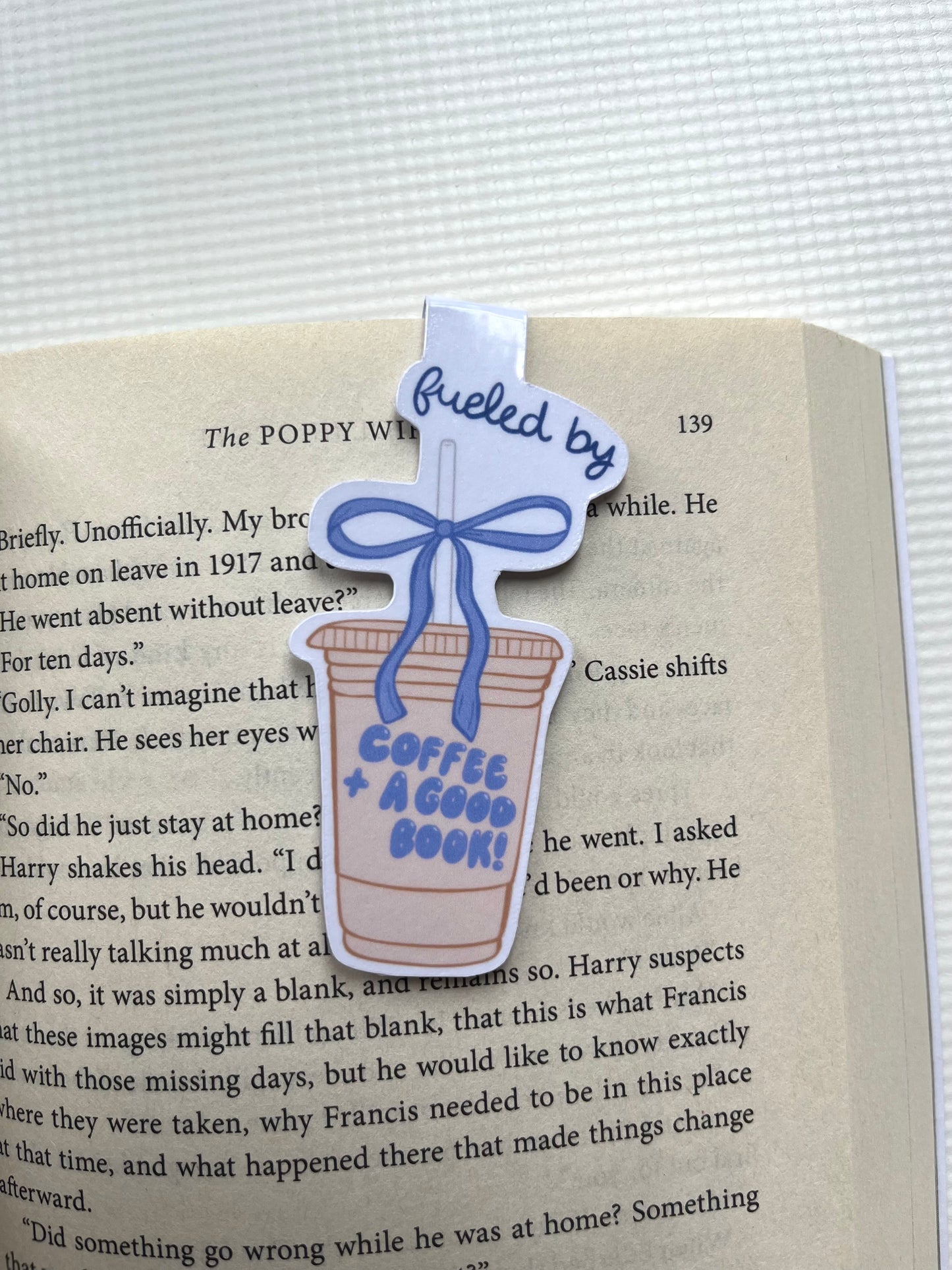 Fueled by coffee and a good book magnetic bookmark