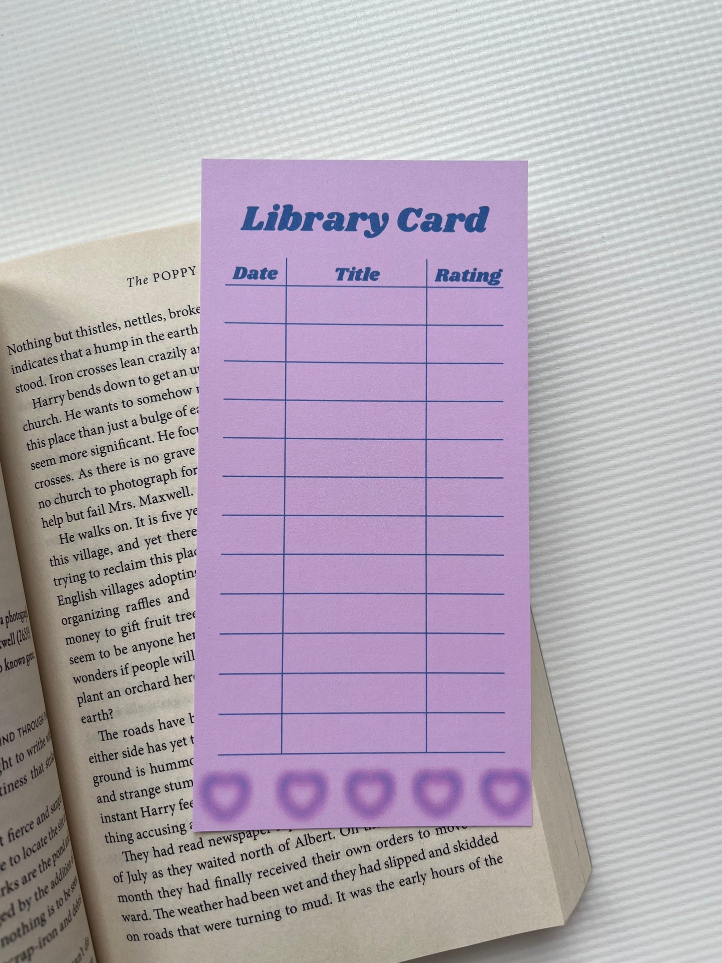 Library card bookmark