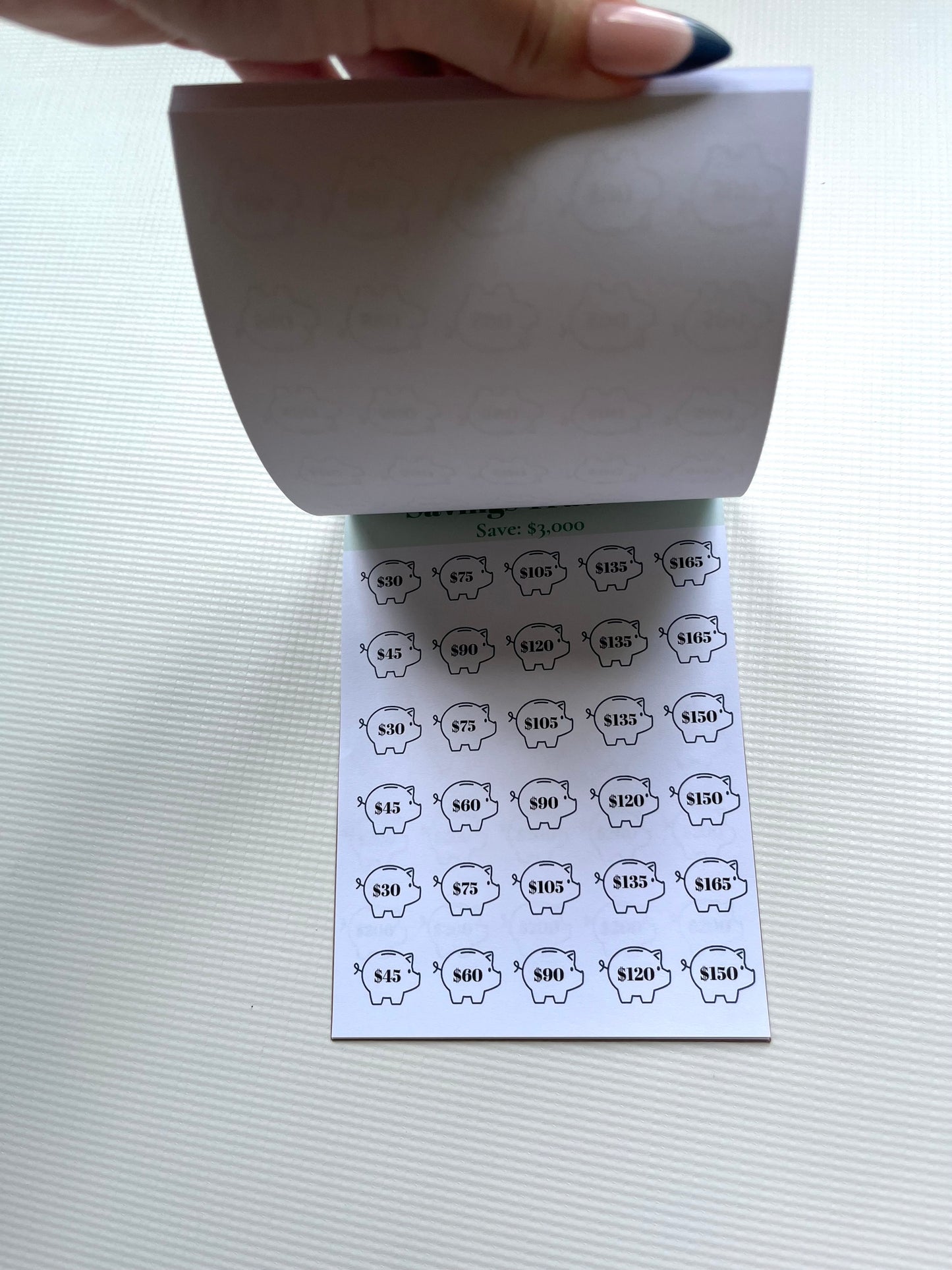 Savings tracker notepad