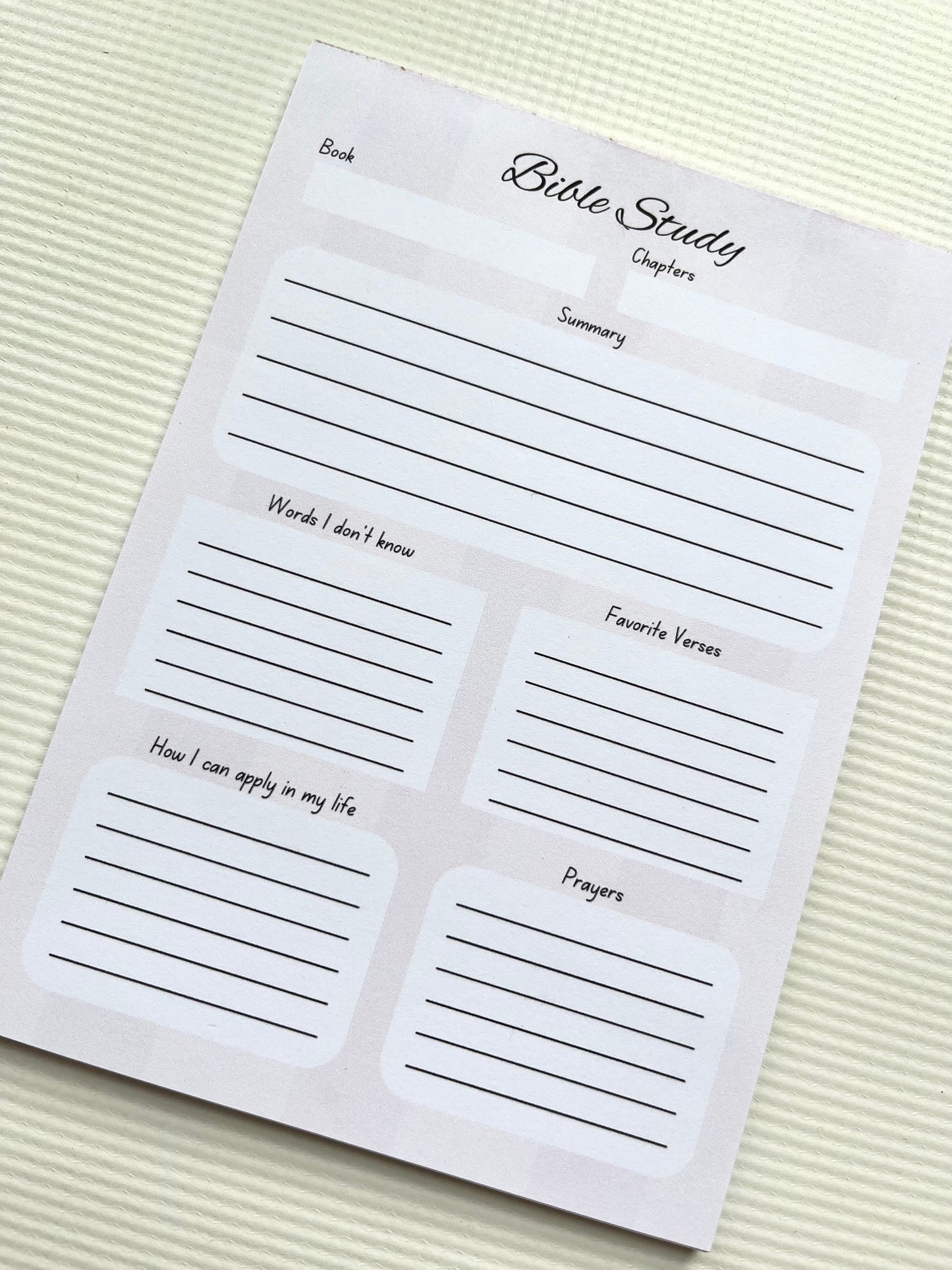 Bible study notepad