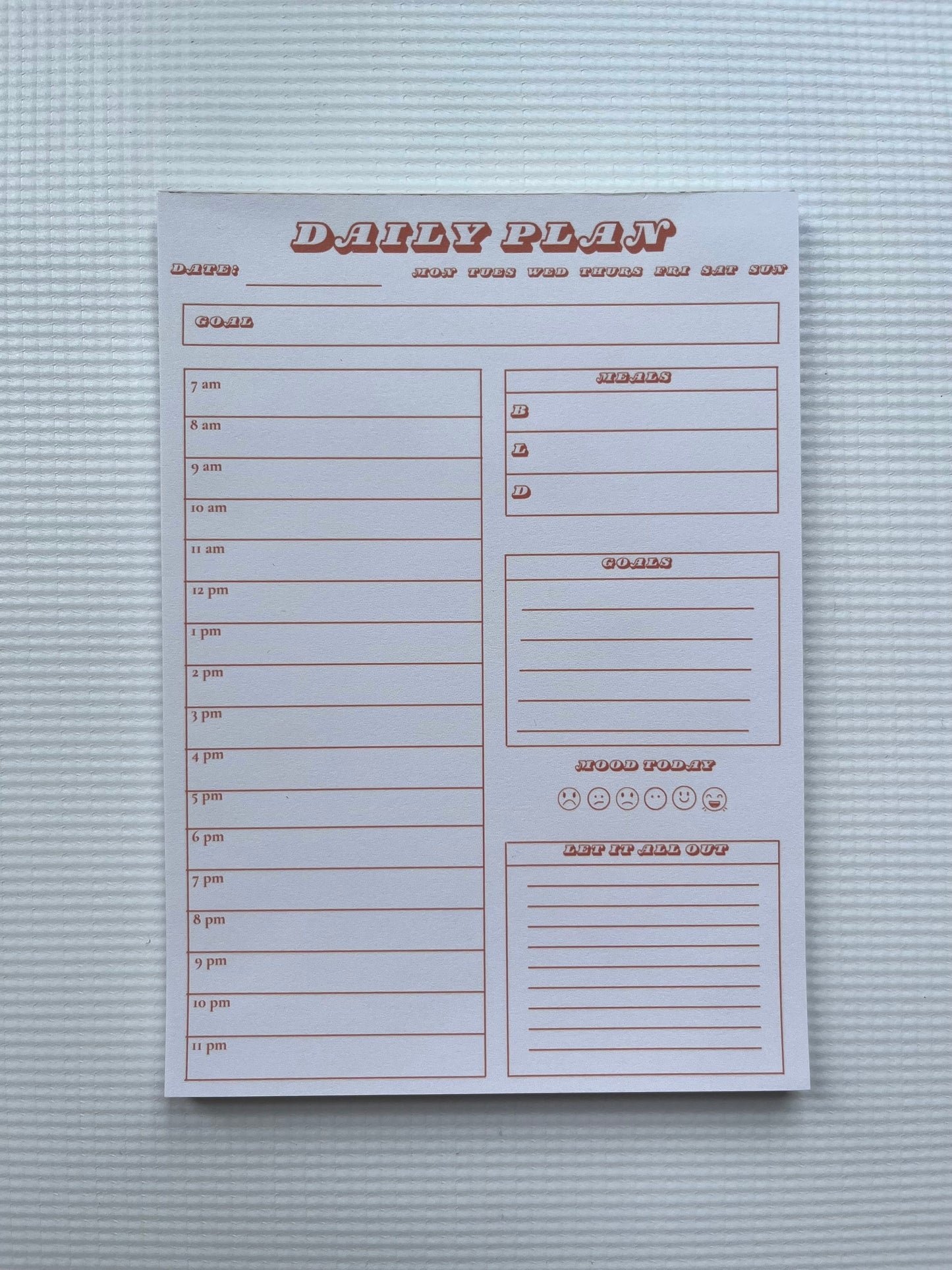 Daily planner notepad