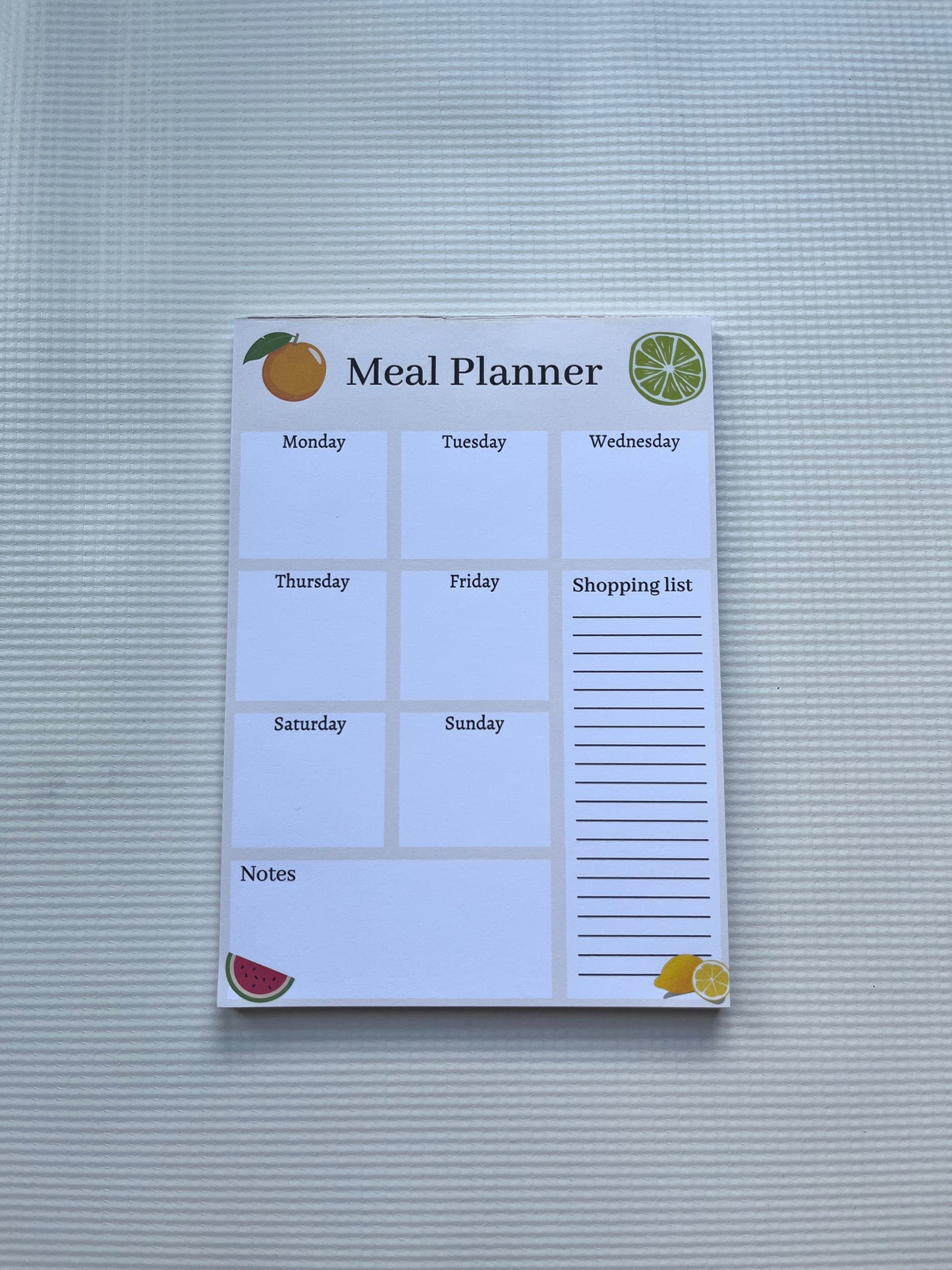 Fruit weekly meal planner notepad