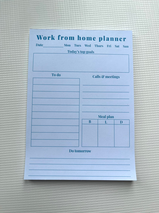 Work from home planner notepad