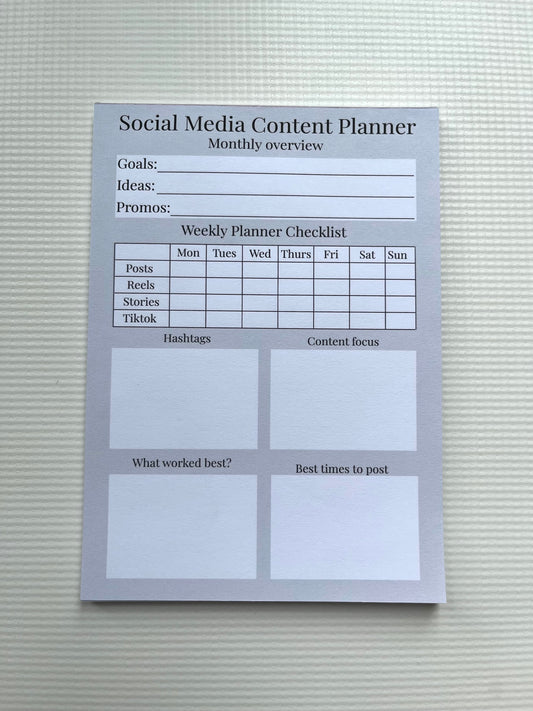 Social media content planner notepad