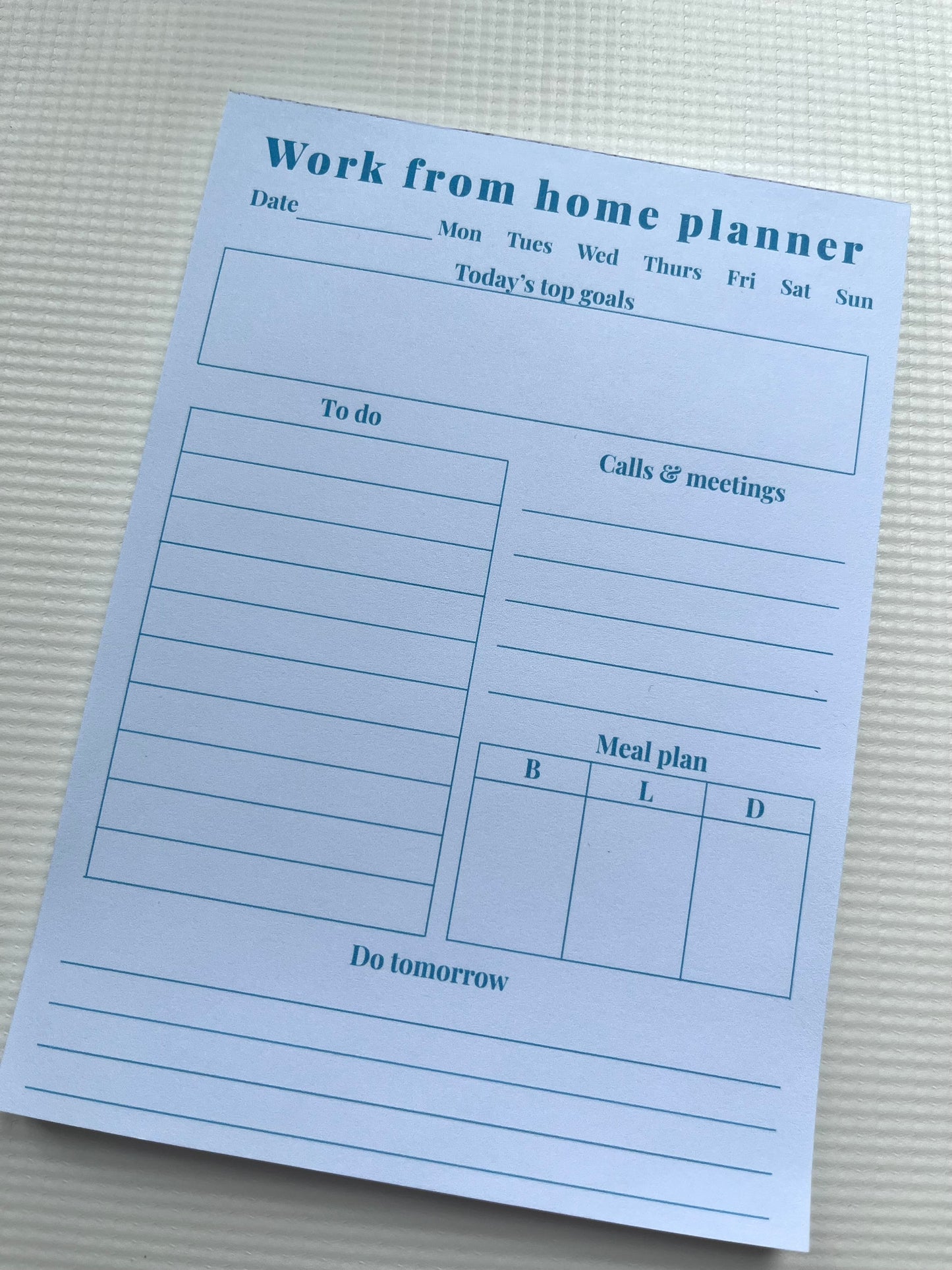 Work from home planner notepad