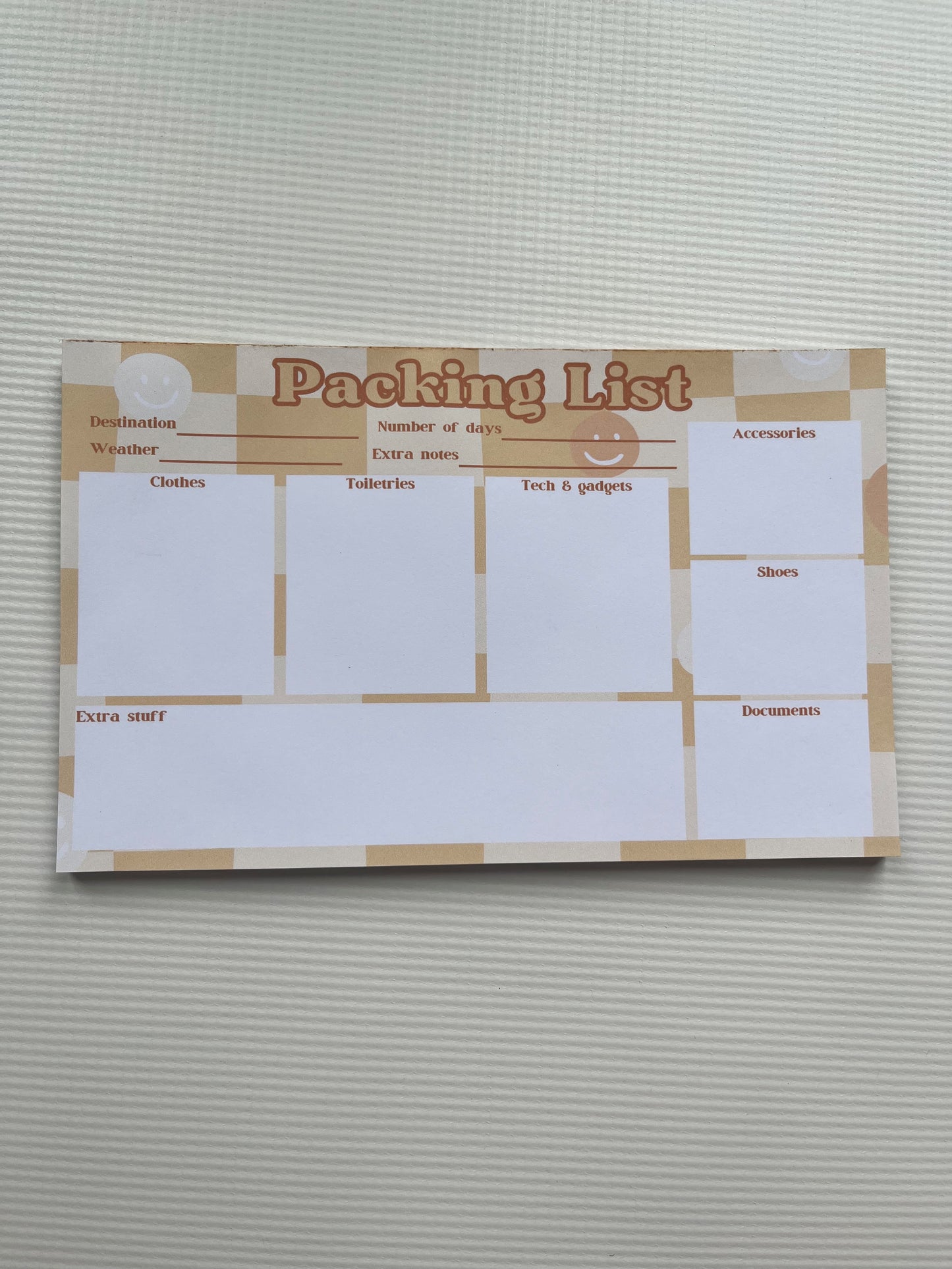 Packing list notepad