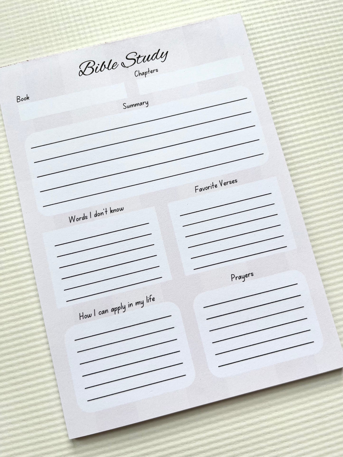 Bible study notepad
