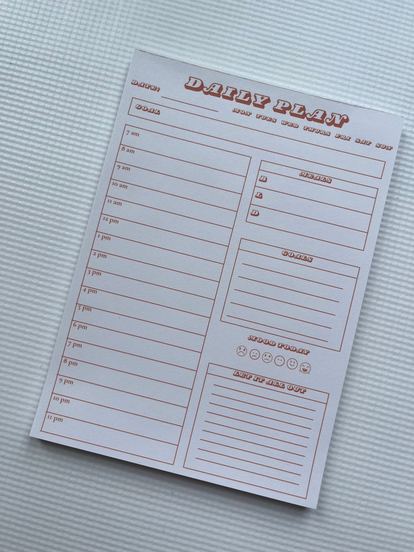 Daily planner notepad